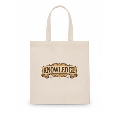 Bold typography design - "KNOWLEDGE" - learning, understanding - Tote Bag - white