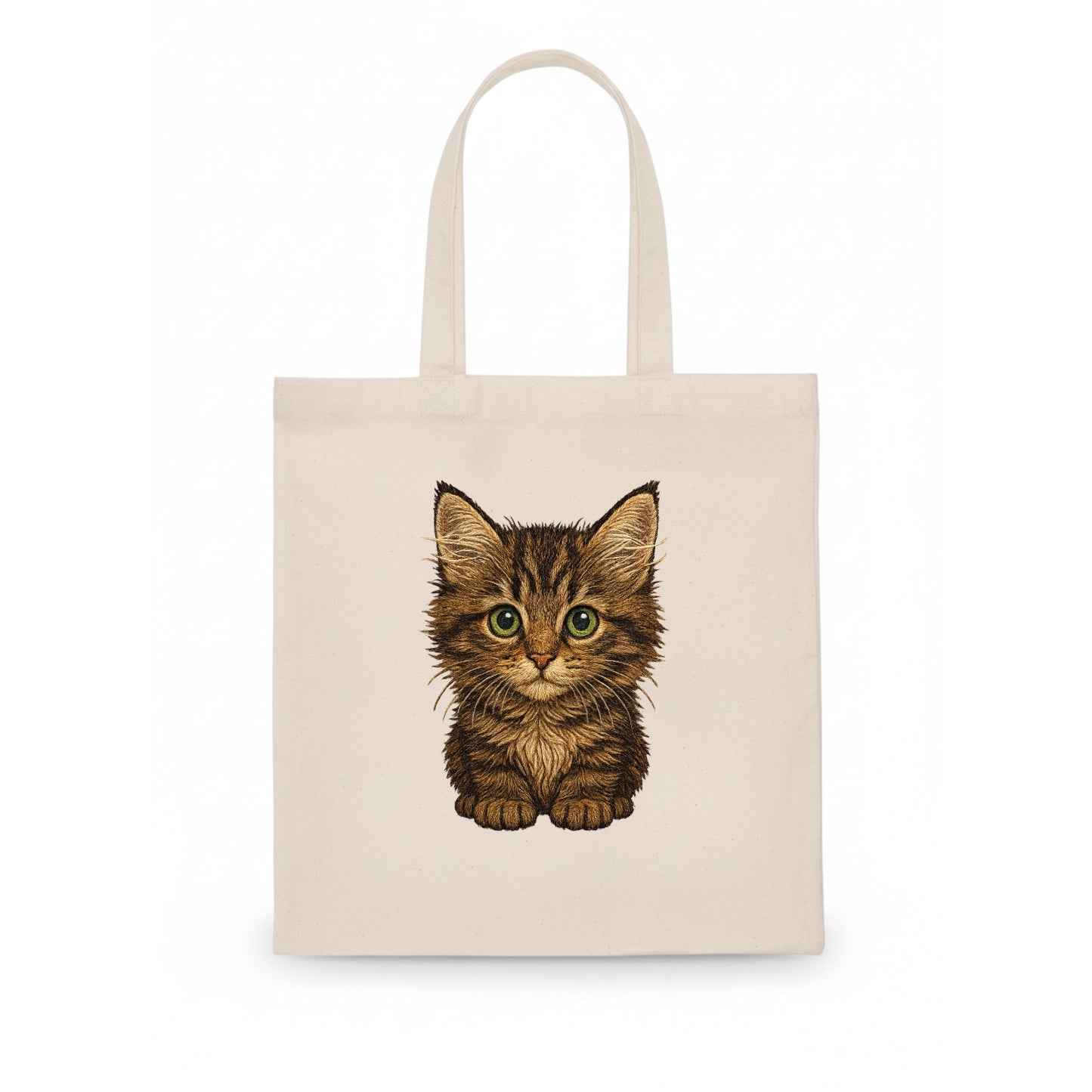 Baby Maine Coon Kitten - large fluffy tabby, tufted ears, big green eyes, lynx-like, - Tote Bag - white