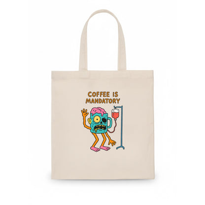 COFFEE IS MANDATORY | Zombie mug with IV drip - Tote Bag - white