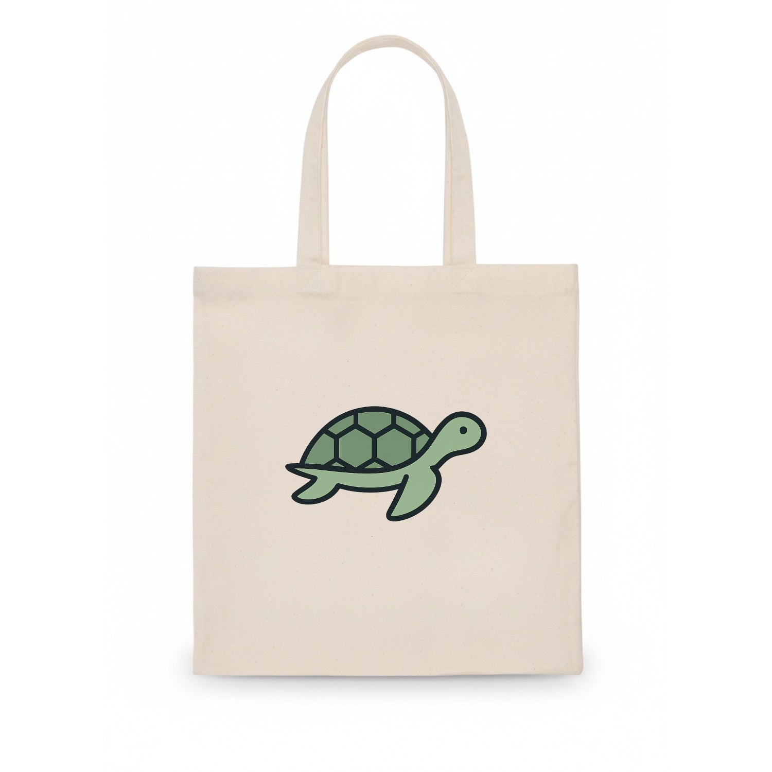 Sea Turtle - Green with shell pattern flat side profile - Tote Bag - white