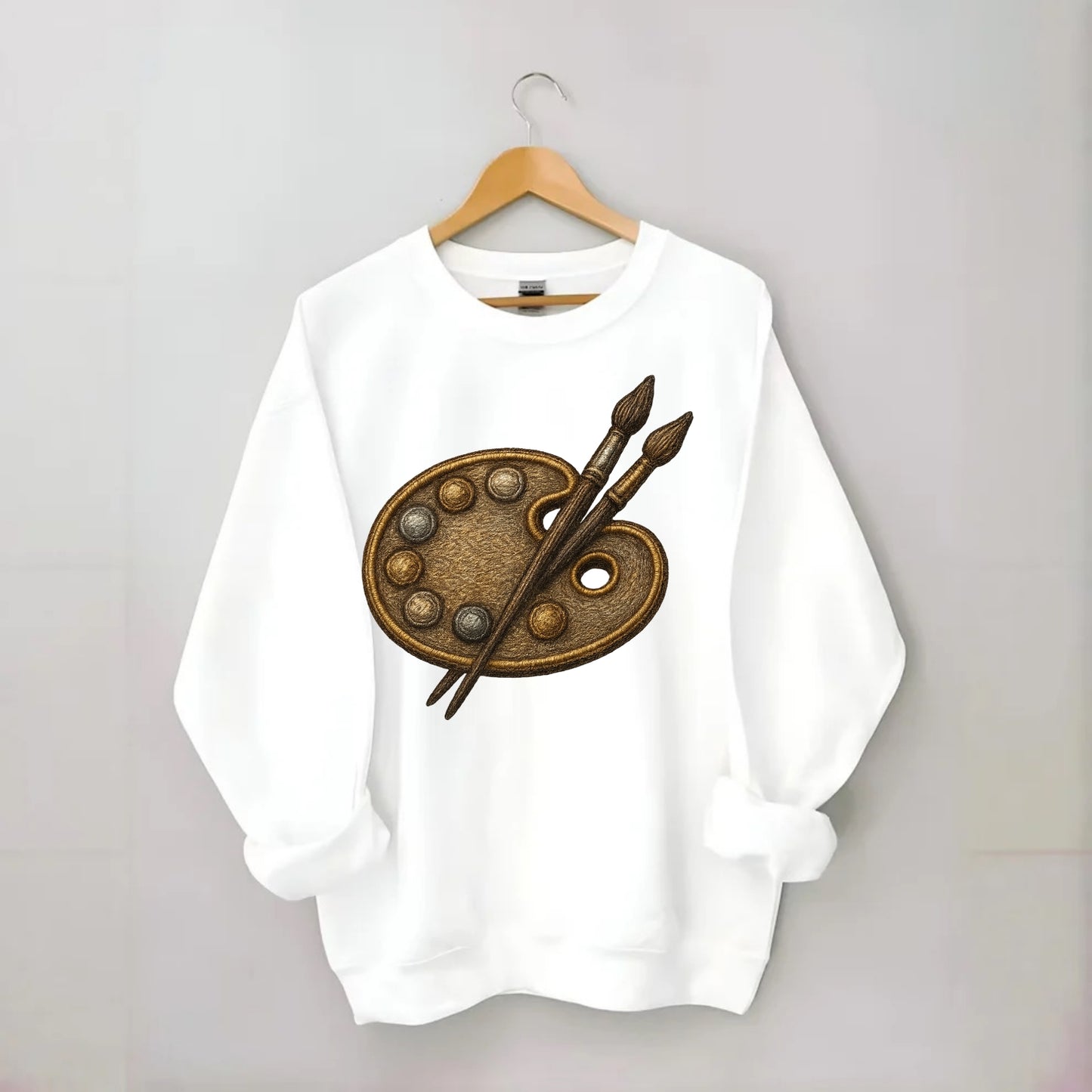 Artist palette with brushes - painter emblem - Crewneck Sweatshirt - white