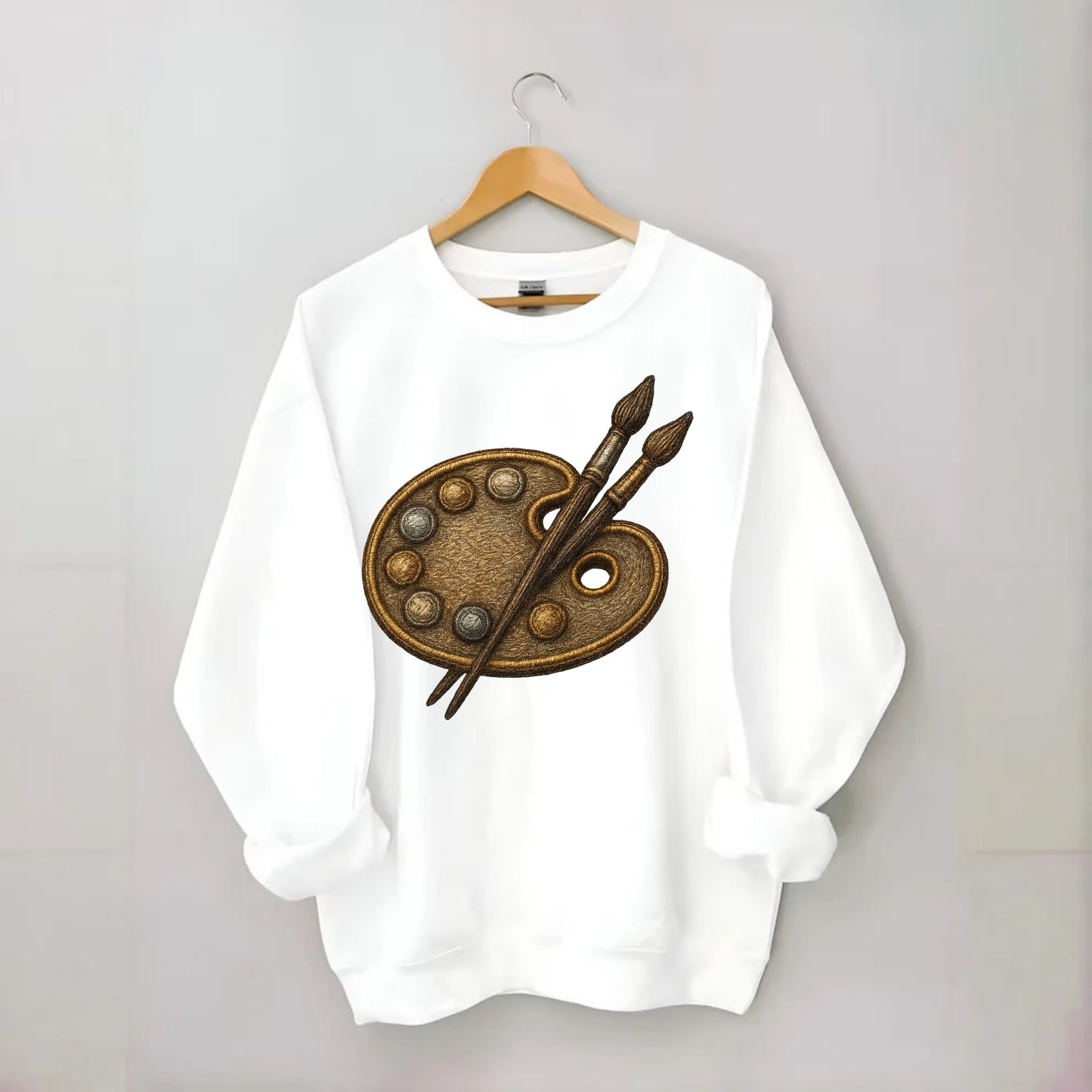 Artist palette with brushes - painter emblem - Crewneck Sweatshirt - white