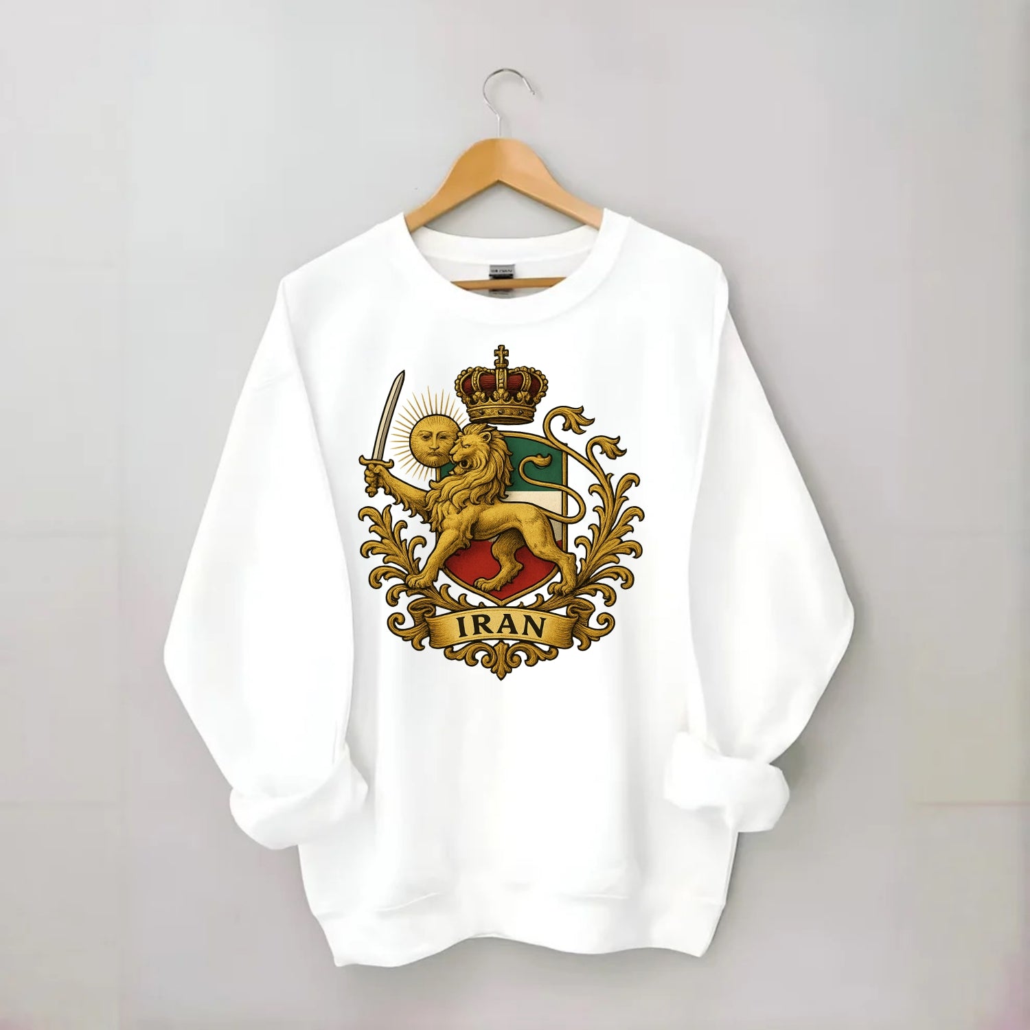 Royal Iran Coat Of Arms - Crewneck Sweatshirt - white