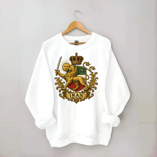 Royal Iran Coat Of Arms - Crewneck Sweatshirt - white