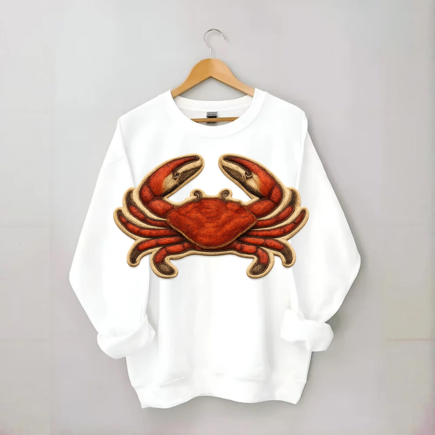 CRAB CLAWS - red crab in scarlet and orange , seafood - Crewneck Sweatshirt - white