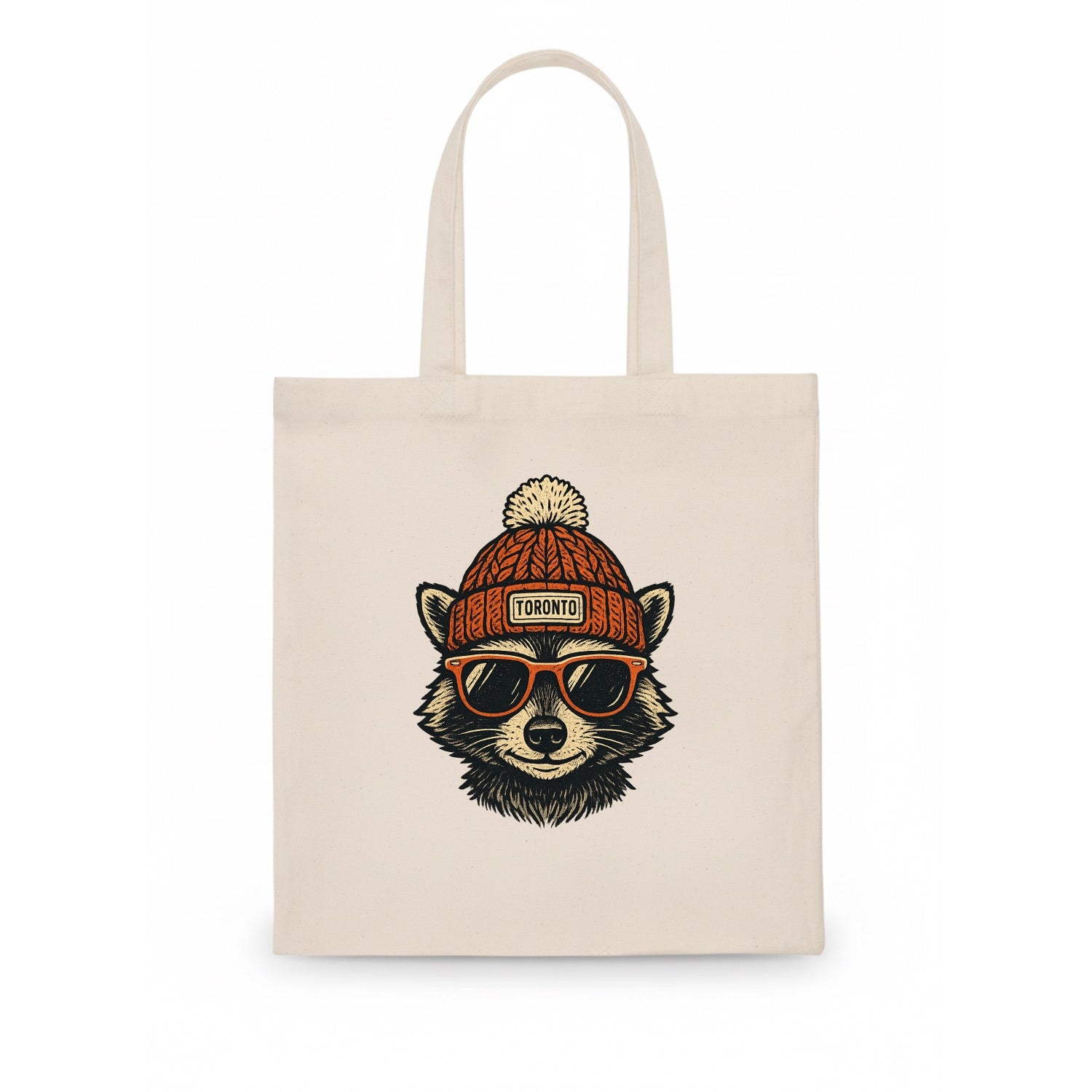 Toronto Raccoon wearing Toronto beanie with pom pom and wayfarer sunglasses - Tote Bag - white