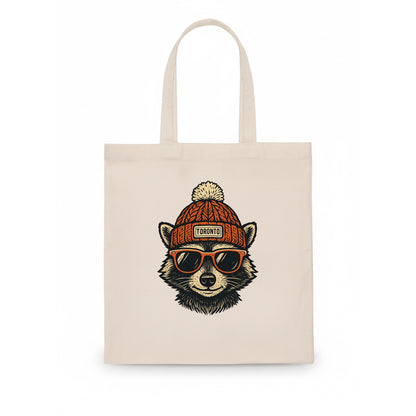 Toronto Raccoon wearing Toronto beanie with pom pom and wayfarer sunglasses - Tote Bag - white