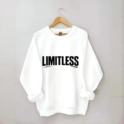 Bold typography design - "LIMITLESS" - no boundaries, infinite potential - Crewneck Sweatshirt - white