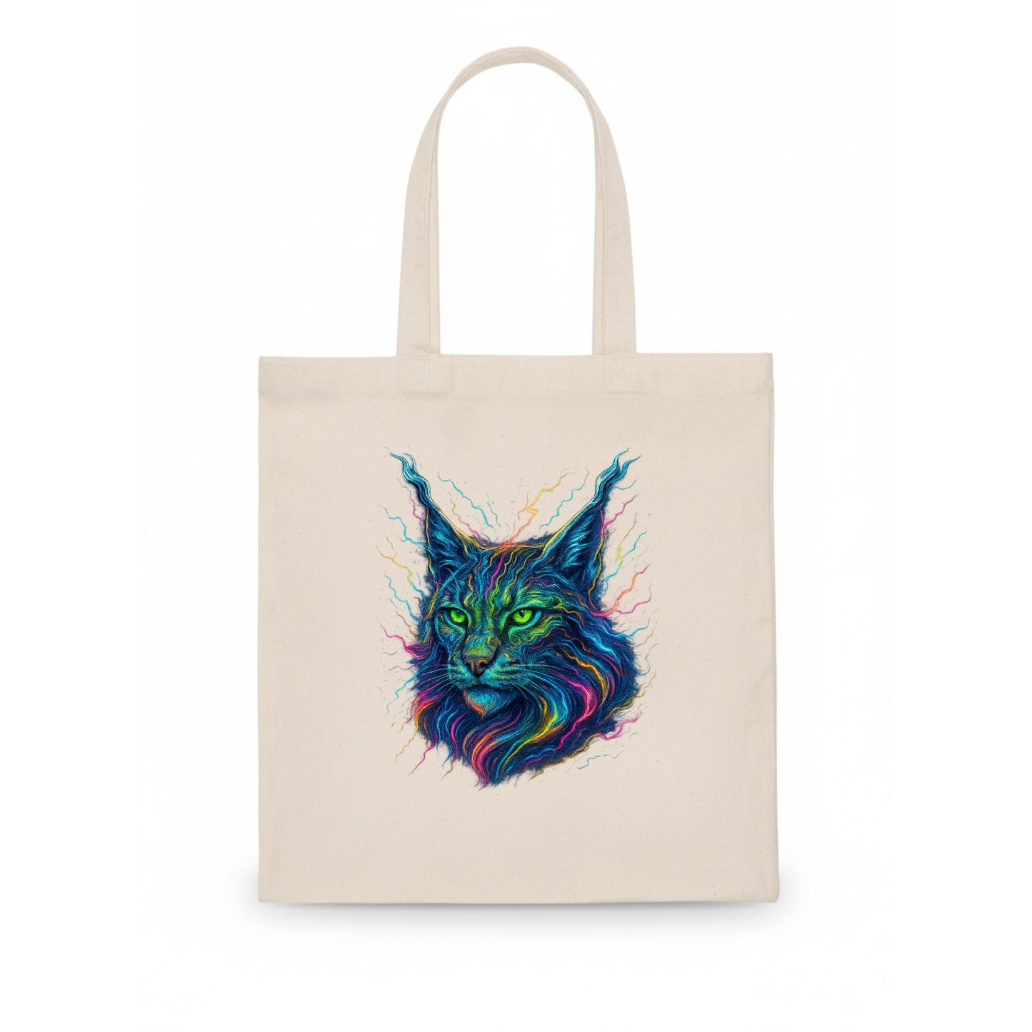 Wild lynx with ear tufts transforming into liquid mercury flows, silver and gold - Tote Bag - white