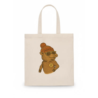 Phoenix Javelina wearing Phoenix beanie with pom pom and wayfarer sunglasses - Tote Bag - white