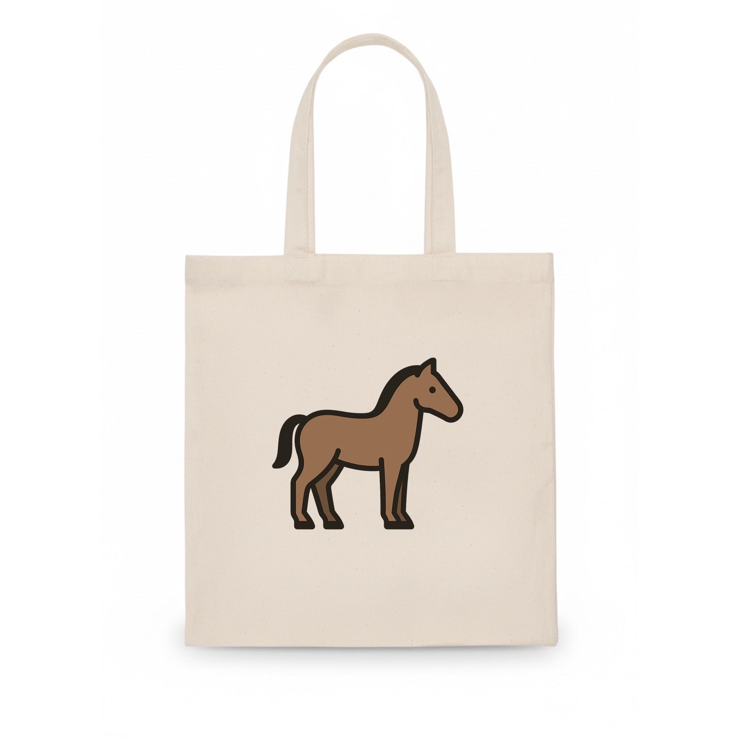 Horse - Brown standing pose flat side profile - Tote Bag - white