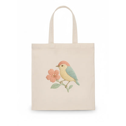 Peach Flowerpecker - Tote Bag - white