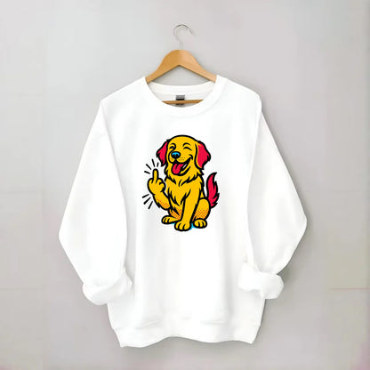 Golden Retriever with happy smile and golden coat, fluffy paw raised - Crewneck Sweatshirt - white