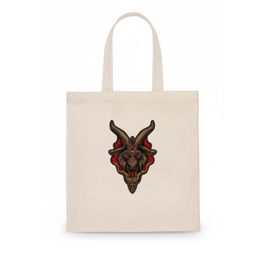BAPHOMET HEAD - goat head symbol in black and red , occult - Tote Bag - white