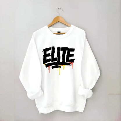 Bold typography design - "ELITE" - top tier, highest level - Crewneck Sweatshirt - white