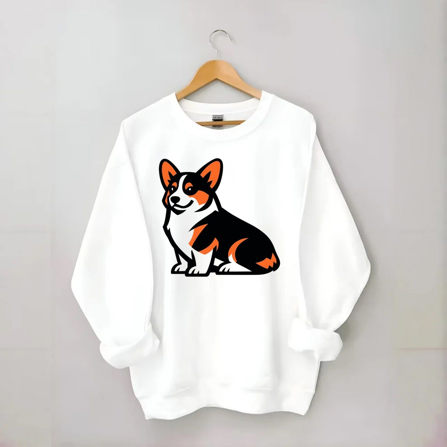 Tricolor Corgi Charm - Crewneck Sweatshirt - white