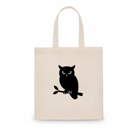 Owl perched on branch at night - Tote Bag - white