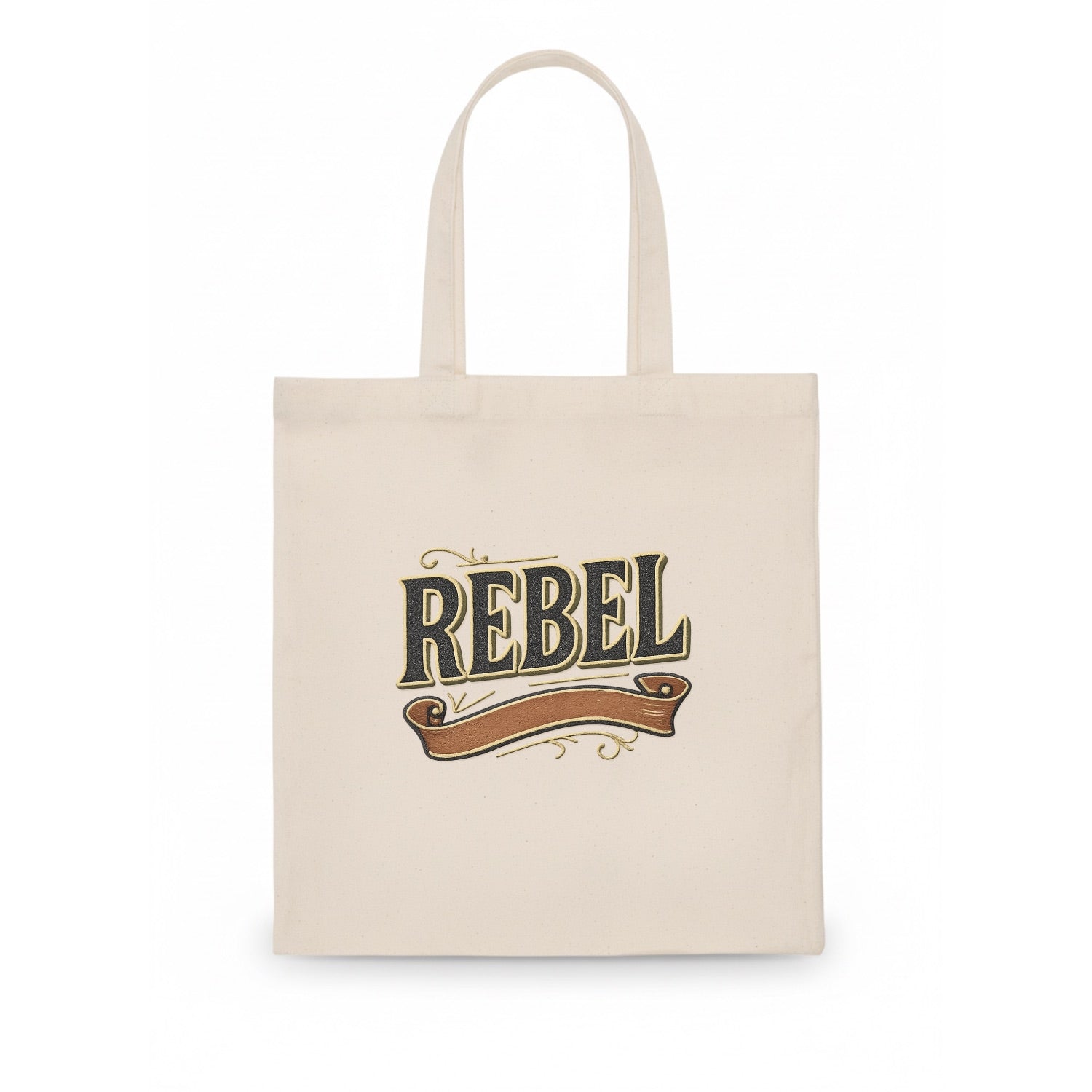 Bold typography design - "REBEL" - nonconformist, rule breaker, independent thinker - Tote Bag - white