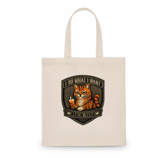 I DO WHAT I WANT CAT - sassy cat in orange , feline attitude - Tote Bag - white