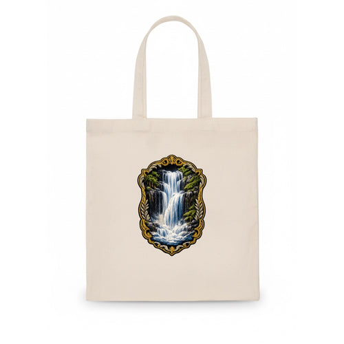 WATERFALL CASCADE - falling water with mist in blue and white , nature wonder - Tote Bag