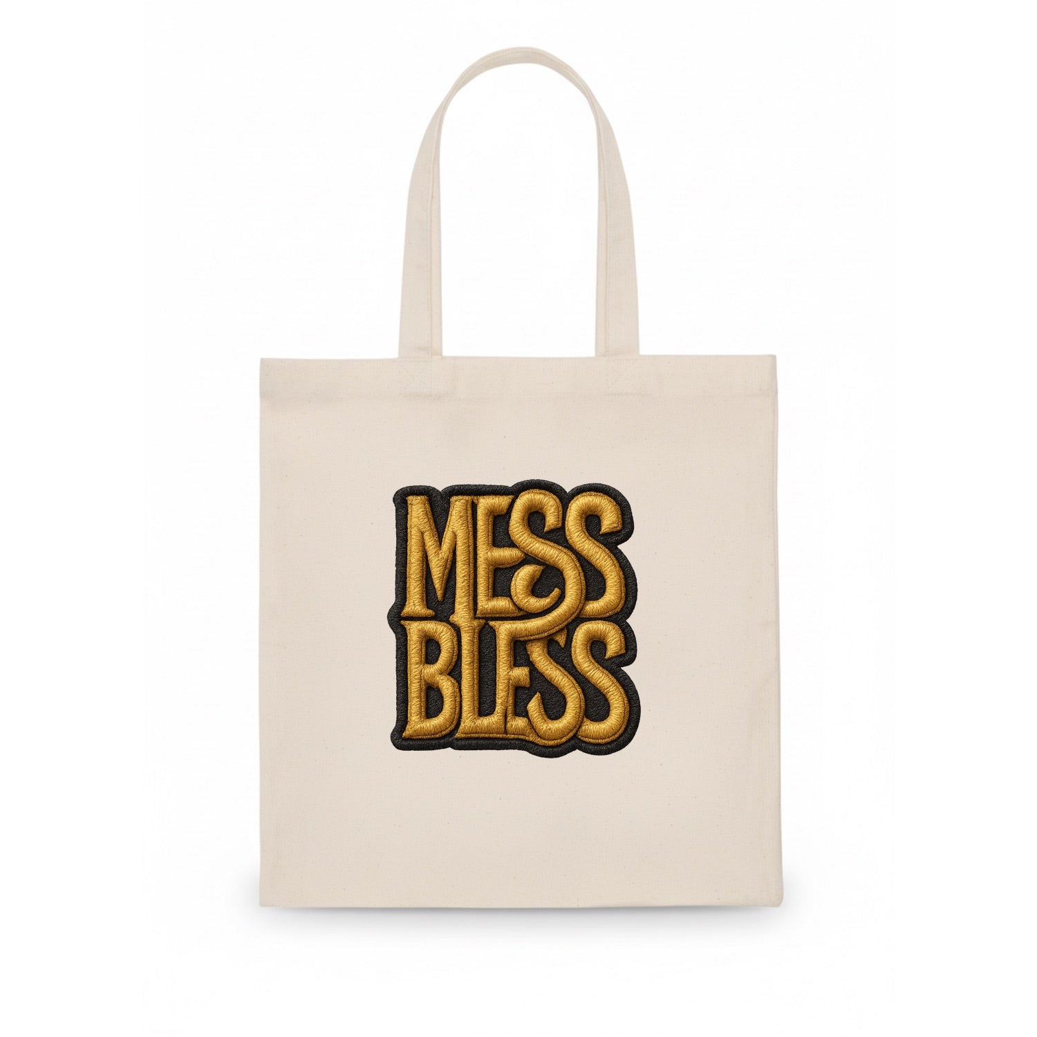MESS;BLESS UP Gold Metallic Visor - Tote Bag - white