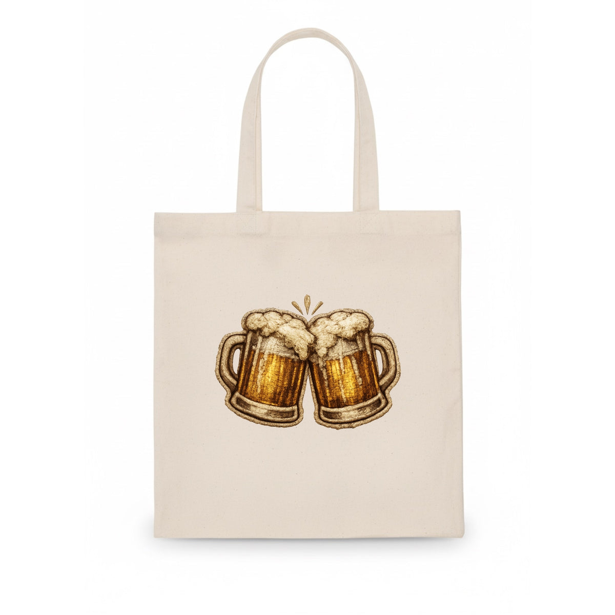 BEER MUG CHEERS - frosty beer stein in gold and amber , brewery - Tote Bag - white
