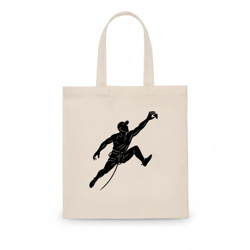 Rock wall climber reaching hold - Tote Bag