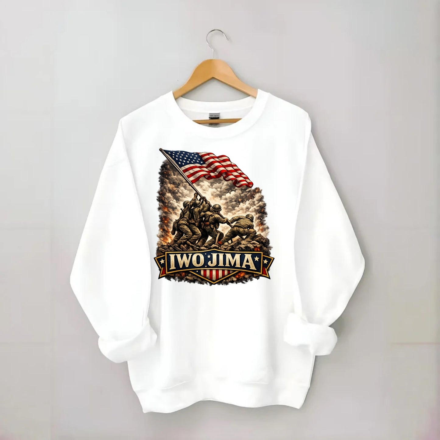 Iwo Jima Flag Raising - Crewneck Sweatshirt - white