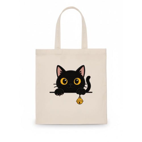Midnight the black cat leaning sideways with chin resting on left paw. - Tote Bag