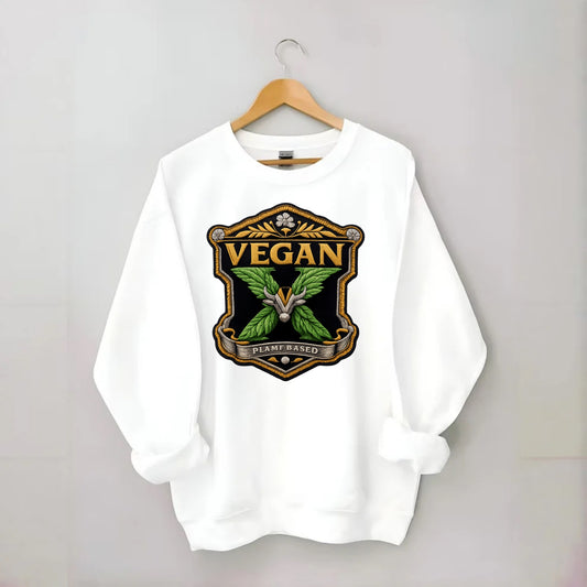 VEGAN X - plant-based symbol in green , animal rights - Crewneck Sweatshirt - white