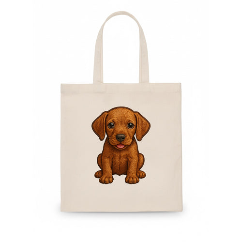 Baby Vizsla Puppy - golden rust coat, soulful eyes, athletic build, front-facing, velcro - Tote Bag