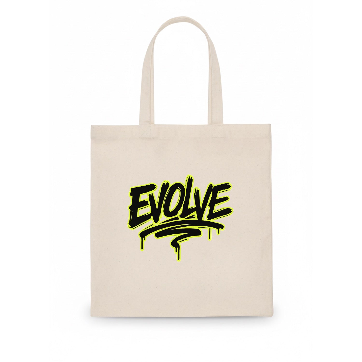 Bold typography design - "EVOLVE" - changing, becoming better - Tote Bag - white