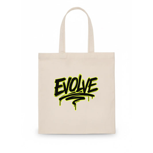 Bold typography design - "EVOLVE" - changing, becoming better - Tote Bag - white