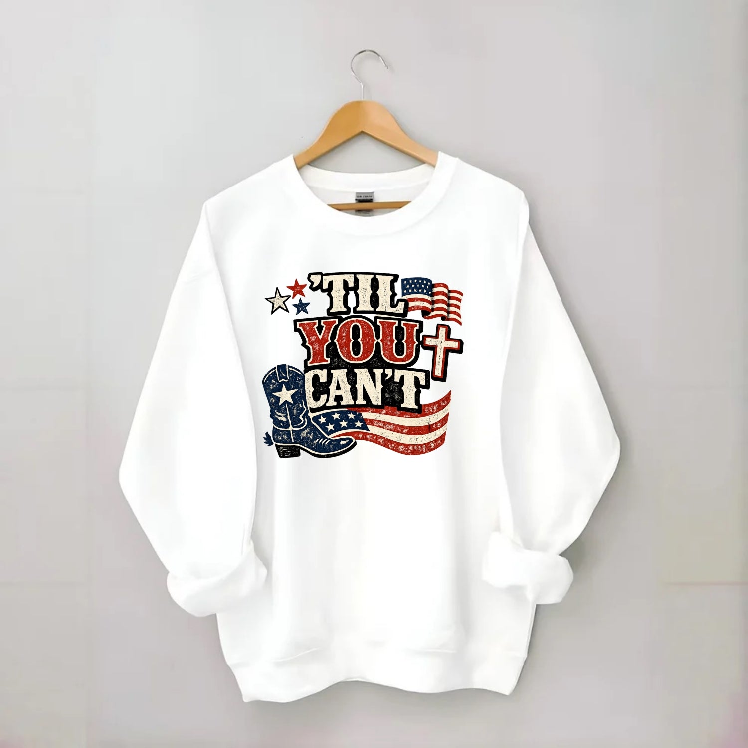 Til You Cant - Patriot Cross - Crewneck Sweatshirt - white