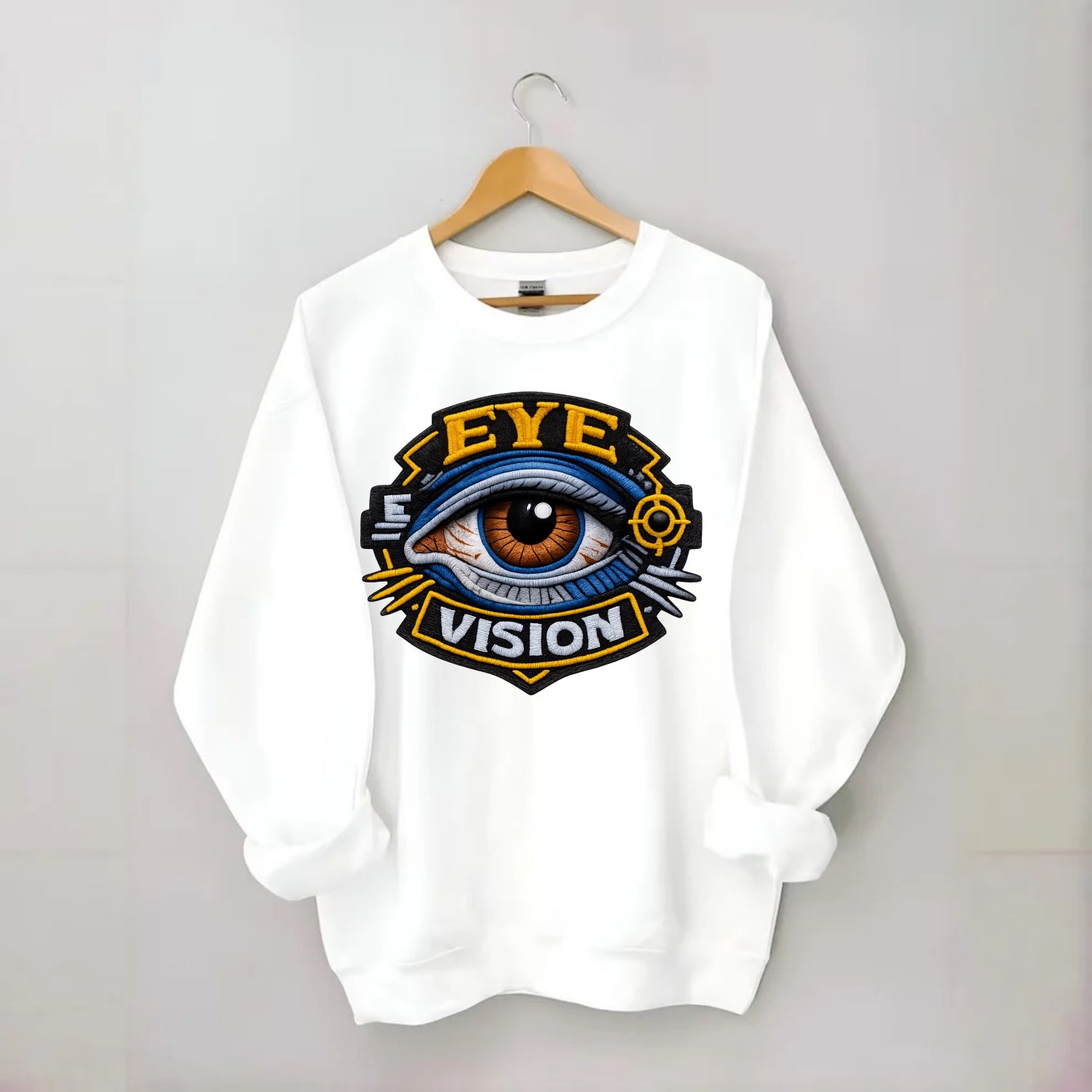 EYE VISION - anatomical eye in blue and brown , optometry - Crewneck Sweatshirt - white