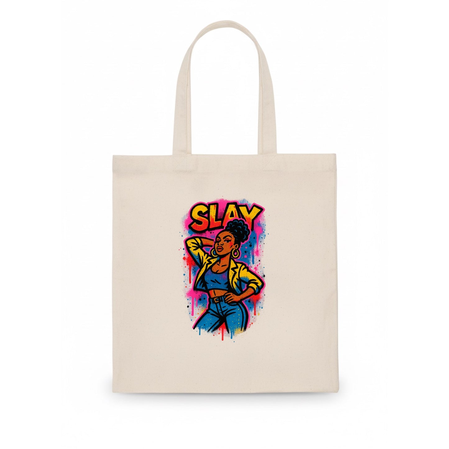Empowered figure striking confident pose - "slay" culture, fierce and fabulous energy - Tote Bag - white