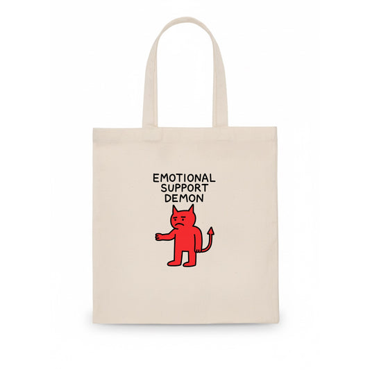 EMOTIONAL SUPPORT DEMON | Devil caring reluctantly - Tote Bag - white
