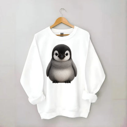 Baby Adelie Penguin - black and white, round body, curious eyes, - Crewneck Sweatshirt - white
