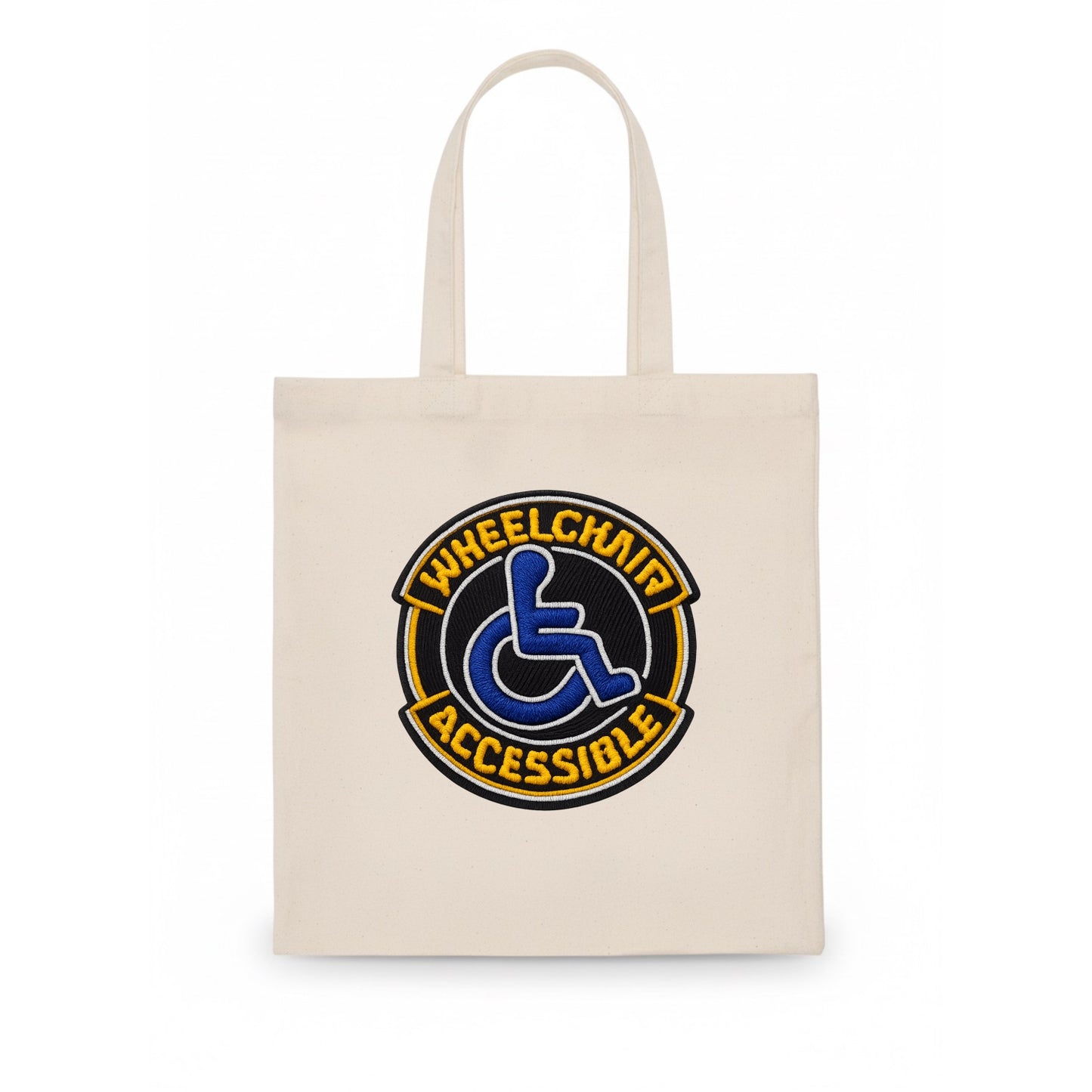WHEELCHAIR ACCESSIBLE - accessibility symbol in blue , inclusion - Tote Bag - white