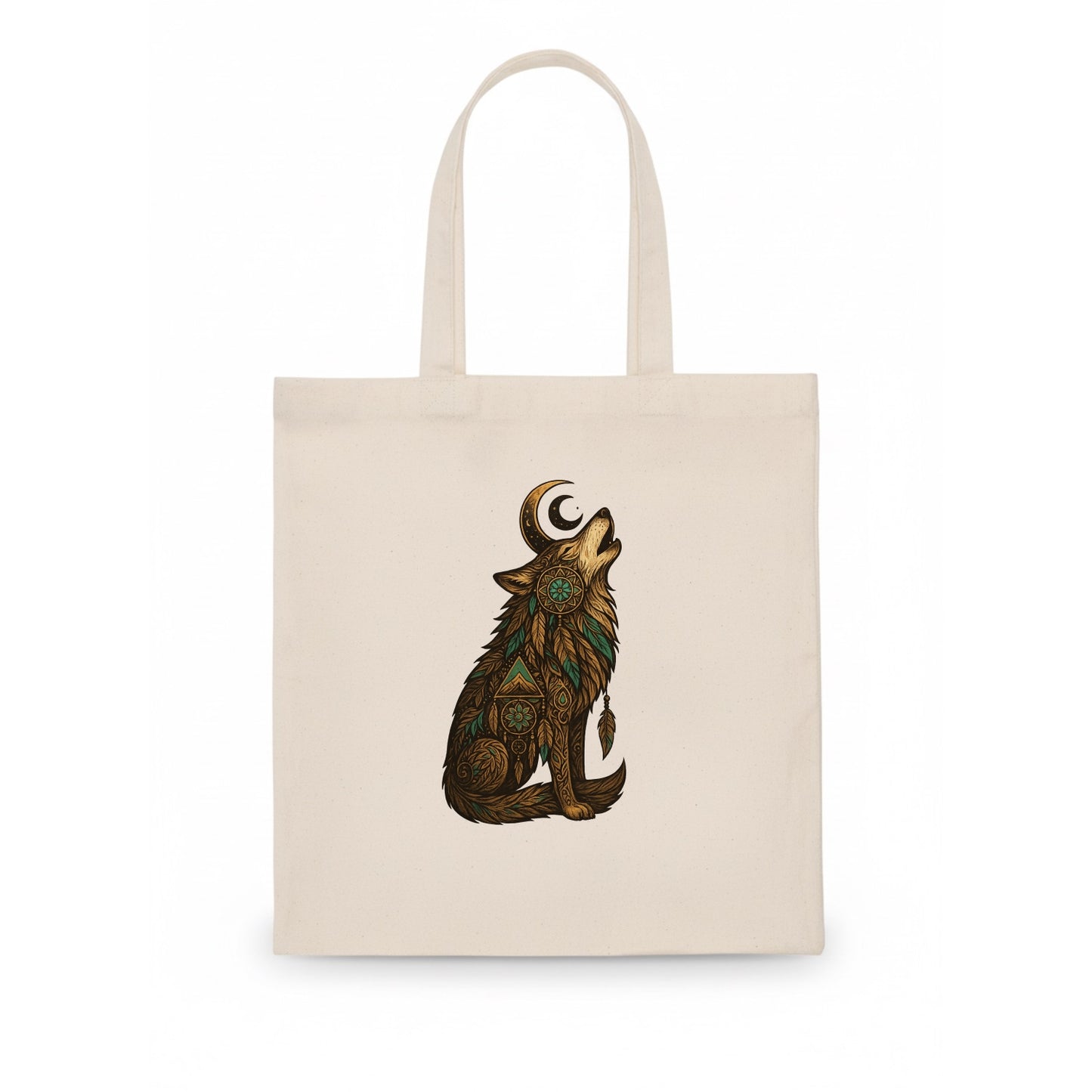 Celestial Moon Wolf  - Tote Bag - white