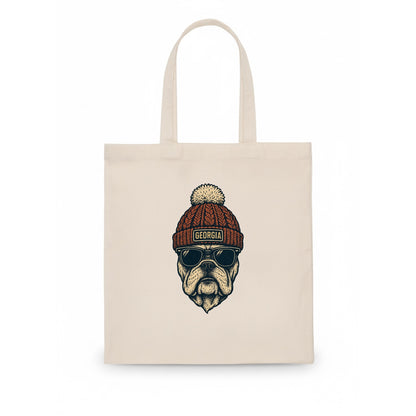 Athens Bulldog wearing Georgia beanie wi - Tote Bag - white