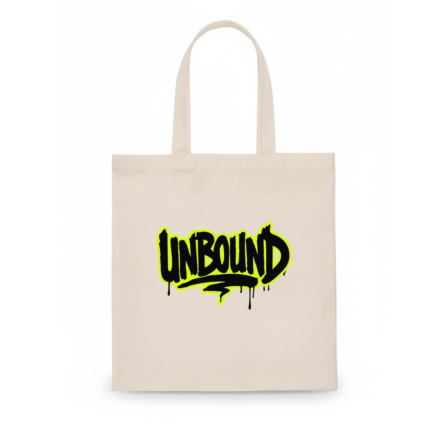 Bold typography design - "UNBOUND" - without limits, free from constraints - Tote Bag - white