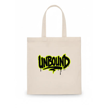 Bold typography design - "UNBOUND" - without limits, free from constraints - Tote Bag - white