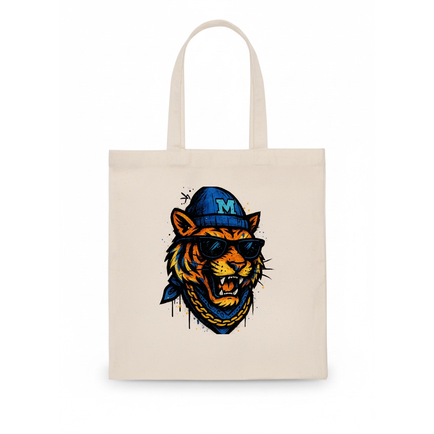 Memphis Tiger wearing Memphis beanie with M patch - Tote Bag - white