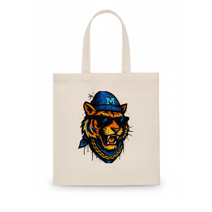 Memphis Tiger wearing Memphis beanie with M patch - Tote Bag - white