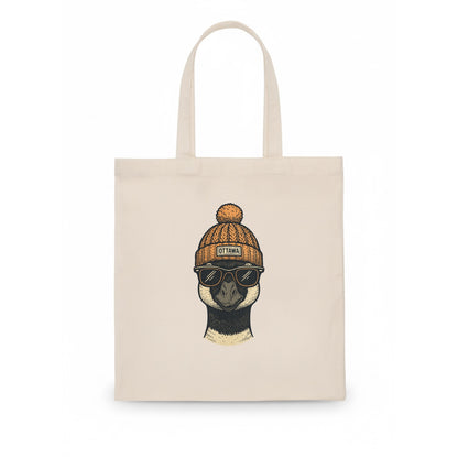 Ottawa Canadian Goose wearing Ottawa beanie with pom pom and wayfarer sunglasses - Tote Bag - white