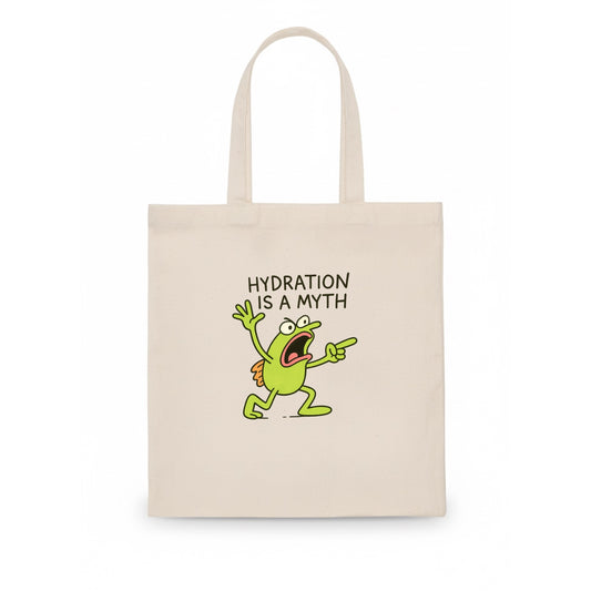 HYDRATION IS A MYTH | Dehydrated fish in desert - Tote Bag - white