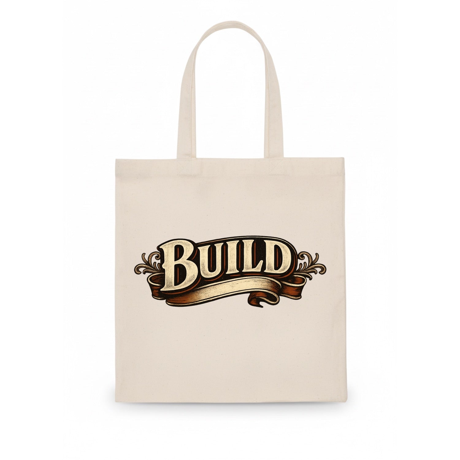 Bold typography design - "BUILD" - constructing, making real - Tote Bag - white