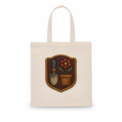 Garden trowel with flower pot - gardener badge - Tote Bag - white