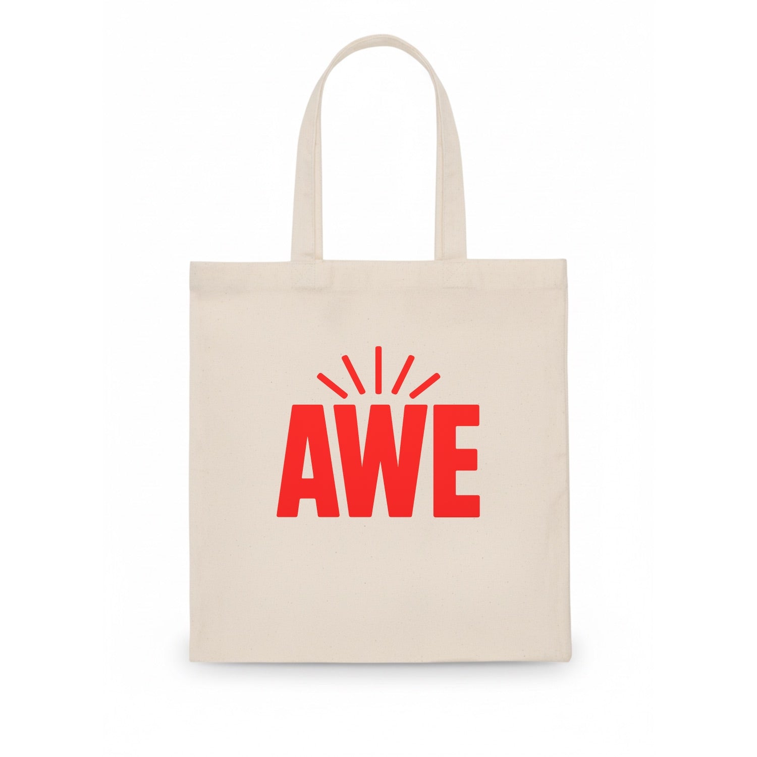Bold typography design - "AWE" - overwhelming wonder - Tote Bag - white